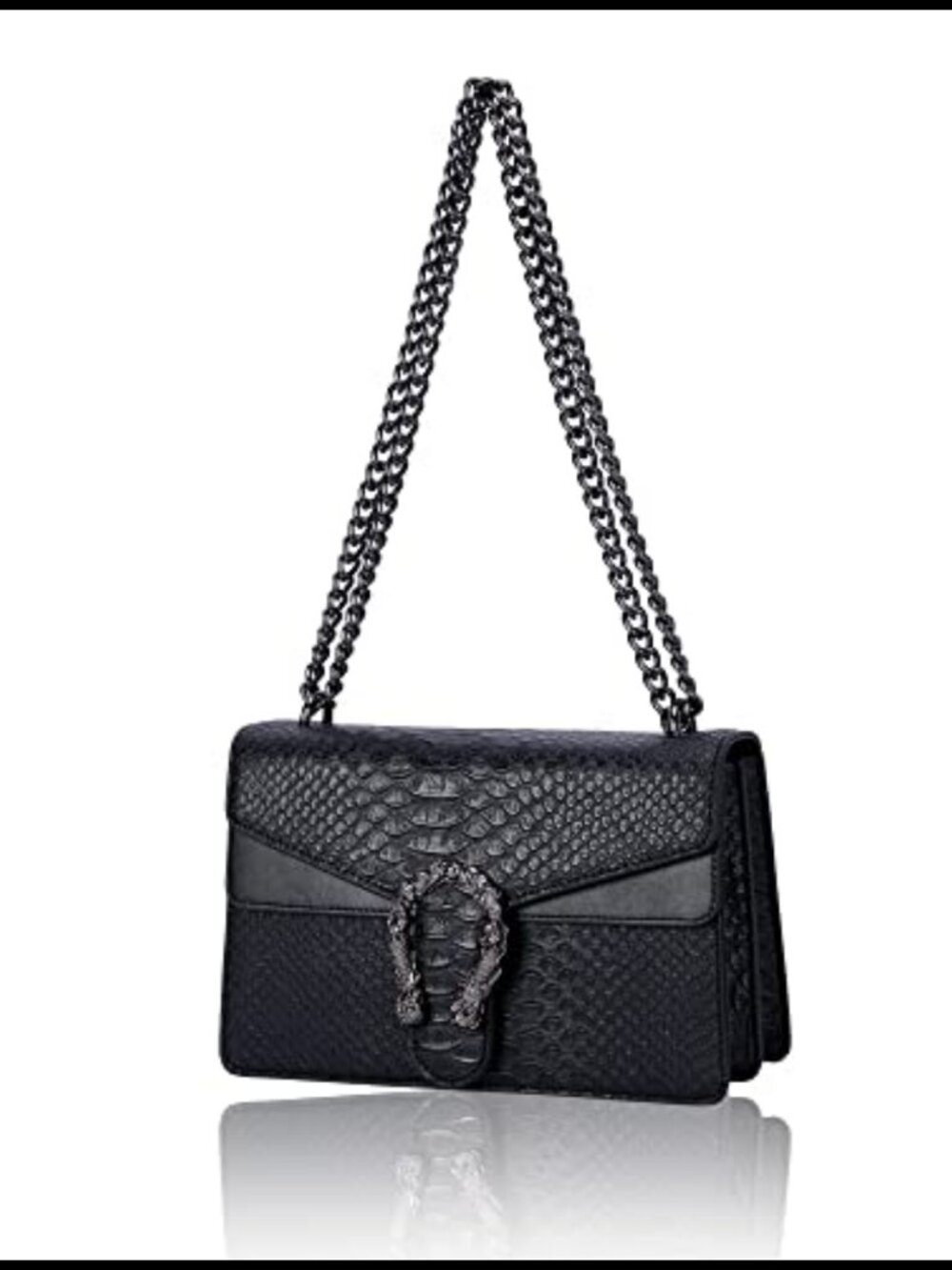 PU Leather Crossbody Satchel Purse with Chain Strap Animal Print